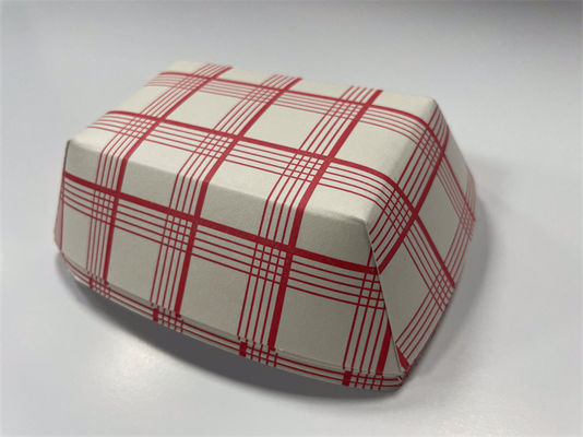 FSC Papel vermelho e branco bandejas de alimentos bandejas de papelão para levar para a padaria
