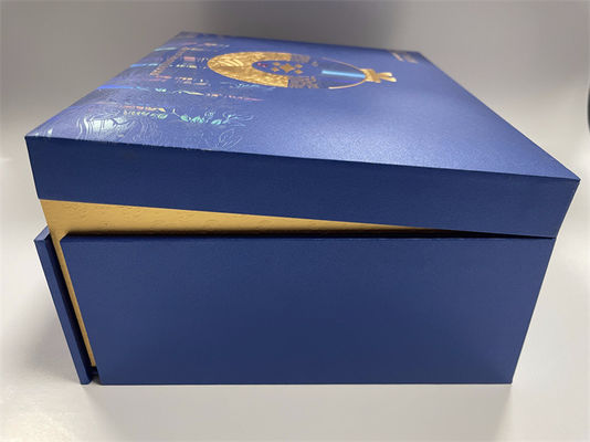 Caixa-presente de papel MDF azul Caixa magnética de embalagem para cosméticos